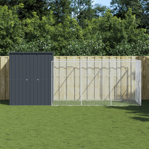 Dog house with run anthracite - with,